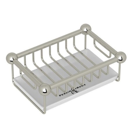 PERRIN & ROWE Free Standing Soap Basket In Polished Nickel With White Tray U.6972PN